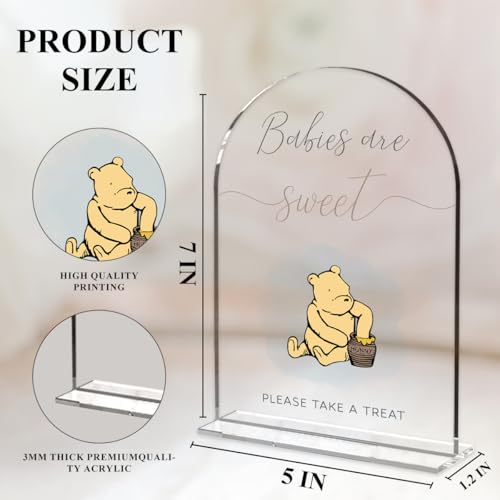 Cute Bear Baby Shower Sign Decor Arch Acrylic 5x7 Inch Sign 13 | Cute Bear Centerpieces Baby Shower & Event Gift Stations Dessert Table Decor - color: BVabies