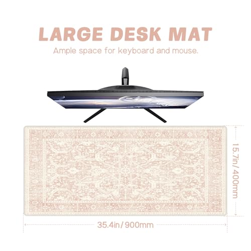 Baziabbo Pink Desk Mat,XXL Extended Large Mouse Pad,Gaming Mousepad with Stitched Edge,Non-Slip Rubber Base Keyboard Desk Pad for Home Office Study Game (D-Pink) - color: D-pink