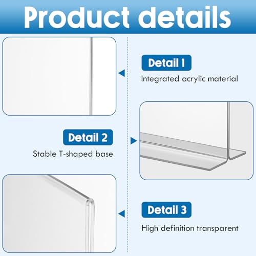 Thyle 20 Pack Acrylic Sign Holders 4"x9",Clear Table Menu Display, Double Sided Plastic Flyer Display Stand for Restaurant Menu, Price Sign, Deli, Office, Counter, Easy to Insert and Change