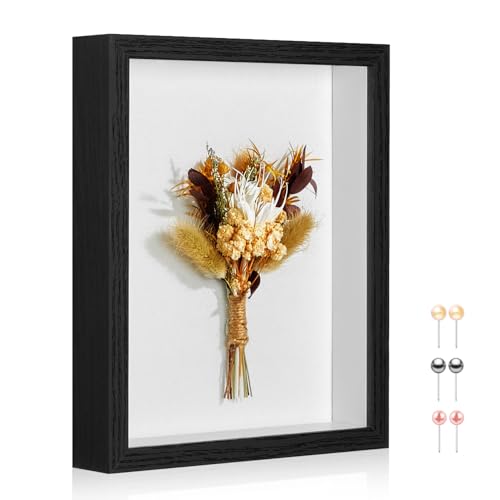 11x14 Shadow Box Picture Frame Display Case with Soft Linen Back-Thickened Panels,Large Black Deep Shadow Box Frame 11x14 for Graduation Flower Medal Pet Photo Craft Memorial Gift - color: Black + Thickened Panel + Foam Packaging, size: 11x14