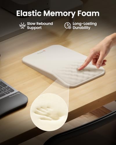 ProtoArc MP50 Ergonomic Mouse Pad with Wrist Rest, MP50 Mousepad with Massage Design, Soft Memory Foam and Non-Slip PU Base for Pain Relief, Desk, Home, Office, 12x8 Inches, Beige (Mouse Not Included) - color: Beige Lycra