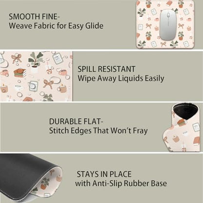 Mouse Pad for Desk with Stitched Edge, Premium Cute Washable Mouse Pads. Computer Mousepad with Non-Slip Rubber Base, Mousepads for Laptop, 9.25x7.75x0.12 inch (Calm Oasis) - color: Calm Oasis