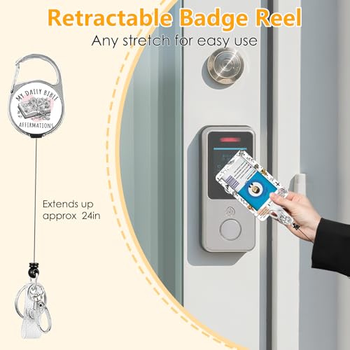 Bible for ID Badge Holder, Bible ID Badge Holder with Heavy-Duty Retractable Reel Clip, Gift for Teacher Nurse Adult - color: Bible-white