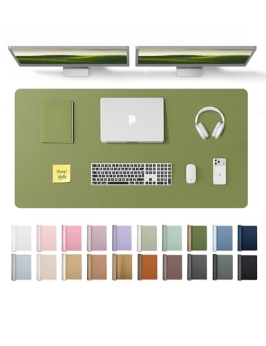 YSAGi Leather Desk Protector, Office Mat, Large Mouse Mat, Non-Slip PU Leather Blotter, Laptop Desk, Waterproof Writing Pad for Office and Home (Green, 47.2" x 23.6") - color: Green, size: 47.2" x 23.6"