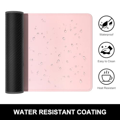 Hsurbtra Desk Pad, 32" x 16" Premium-Textured Desk Mat, Stitched Edge Anti-Slip Waterproof Rubber Mouse Pad, L Extended Computer Mat for Office Gaming Laptop Keyboard Pink - color: Pink, size: L Deskpad (32" x 16")