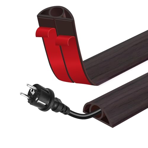 Floor Cord Cover for Wires on Floor Self Adhesive Cord Hider Floor Cable Management Wire Covers for Cords Protector Prevent Cable Trips Cord Cavity W 0.32" x H 0.32", Black Walnut, 10Ft - color: Black Walnut, size: 0.78 In x 10 Ft