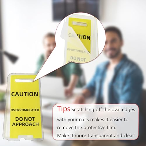 8 Pack Funny Sticky Note Holder - Caution Overstimulated Desk Sign, Answer Desk Rates Sign for Work, Mini Funny Office Decor (Yellow+Red)