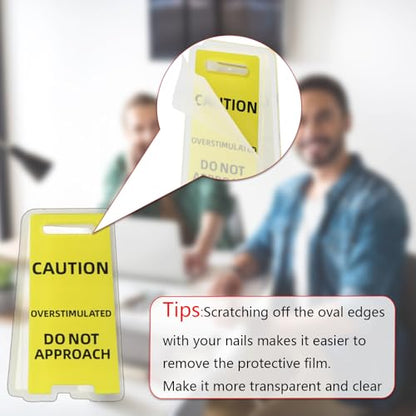 8 Pack Funny Sticky Note Holder - Caution Overstimulated Desk Sign, Answer Desk Rates Sign for Work, Mini Funny Office Decor (Yellow+Red)
