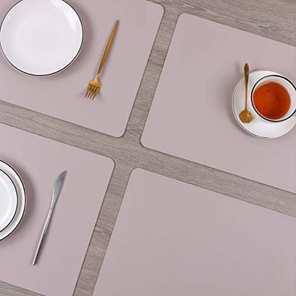 Wipeable Placemats Leather Table Mats Waterproof Heat-Resistant Easy to Clean for Dining Table Set Kitchen Table (4, Taupe) - color: Taupe, size: set of 4