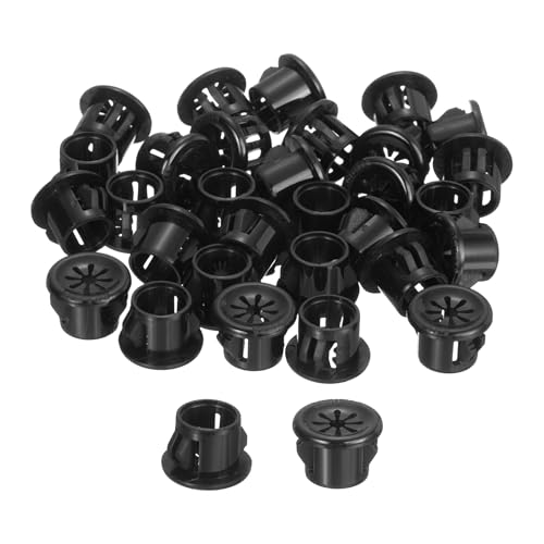 uxcell 30Pcs Cable Grommets, Snap Bushing Grommet for Holes with 0.43"(11mm) Mounting, Round Nylon Snap in Cable Desk Grommet for Cables and Cords Management, Black - size: 11mm