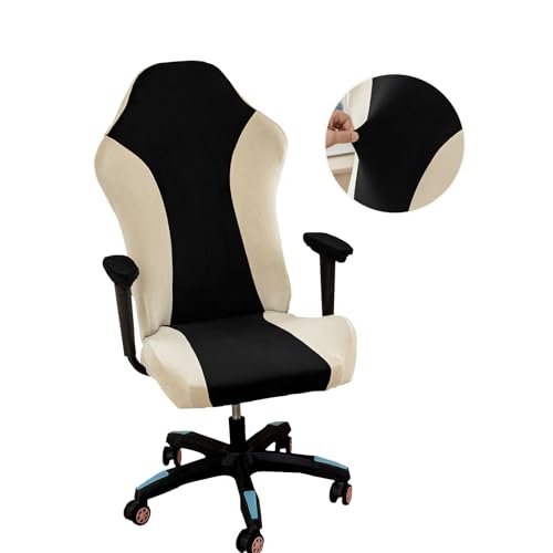 Lavish Cover Velvet Stretchable Gaming Chair Cover, Washable, Anti-Scratch Slipcover with Armrest Protection, Cat Scratch Proof for Office and Computer Chairs(No Chair, Black) - color: Black