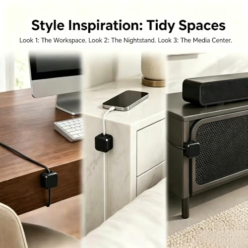 Magnetic Cable Clips, 9 Pack Cord Organizer Holder for Desk, Home, Office, Car, Nightstand, Adhesive Wire Management