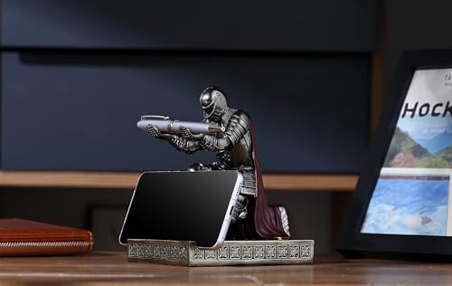 Windbreaker Soldier Knight Pen Holder Personalized Desk Accessory, Mobile Phone & Gaming Controller Holder, Device Stand Gift for Medieval Enthusiasts (Iron) - color: Iron