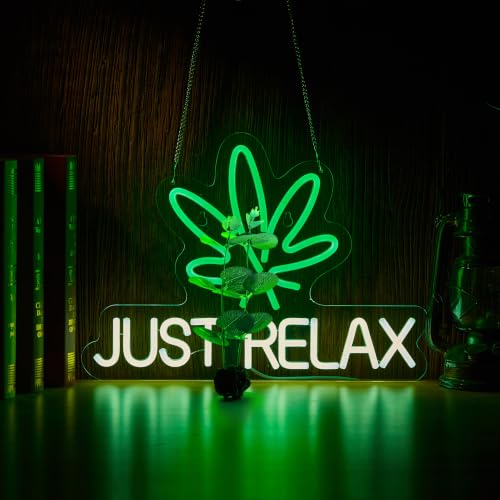 Roouneon Neon Sign Just Relax LED Neon Lights Signs for Wall Decor,Bedroom,Game Room, Party, Bar Decor,Powered by USB with Dimmable Switch - color: Yellow