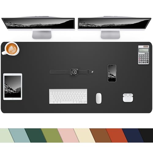 Desk mat Large, Leather Desk Pad Protector,Office Desk Mat,Mouse Pad, Non-Slip Desk Blotter, Laptop Desk Pad, Waterproof Desk Writing Pad for Office&Home (Black,48" x 24") - color: Black, size: 48" x 24"