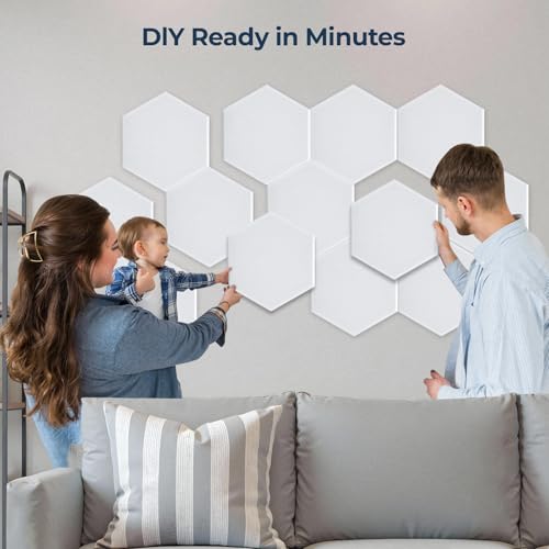 12 Pack Hexagon Acoustic Panels, 12" x 10" x 0.4" High-Density Soundproof Wall Panels, Self-Adhesive Acoustic Wall Panels for Studio, Home, Office, White - color: Basic Hexagon - White, size: Hexagon - 12 Pack
