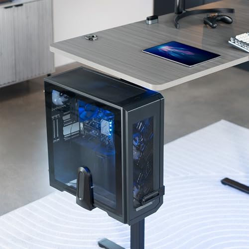 VIVO Adjustable Under Desk and Wall PC Mount, Heavy Duty Large Computer Case CPU Tower Holder with Secure Locking, Holds up to 44 lbs, Black, MOUNT-PC06R
