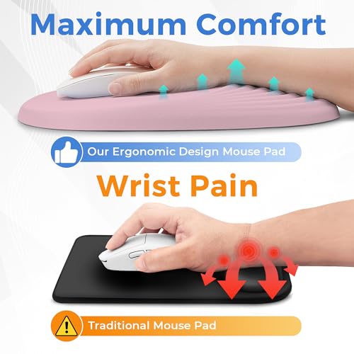 Ergonomic Mouse Pad with Wrist Support, Memory Foam Wrist Rest for Pain Relief & Carpal Tunnel, Non-Slip Base for Office, Computer, PC, Laptop (12x8x1.2inch, Korean Lovely Pink) - color: 14 Pink Korean Gesture