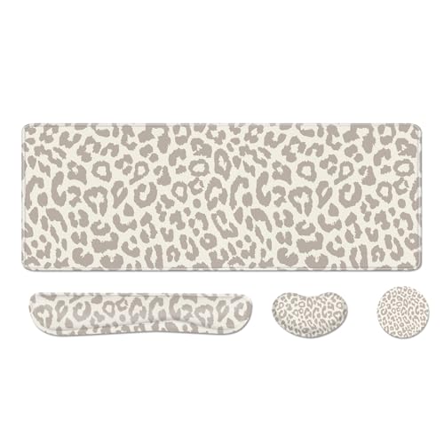 Cheetah Desk Pad and Keyboard Wrist Rest, Large Mouse Pad + Keyboard Pad+Mouse Wrist Support, Non-Slip Desk Mat Protector for Office, Home 31.5×11.8 Inches Leopard - color: Leopard