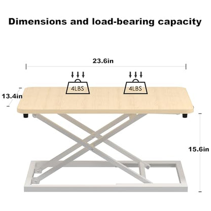 Decoholic Light Wood Small Single 24 inch Scissors Lift Keyboard and Mouse Riser ,Height Adjustable Standing Desk Converter,for Ergonomic Sit Stand Workstations (24 inch NW)