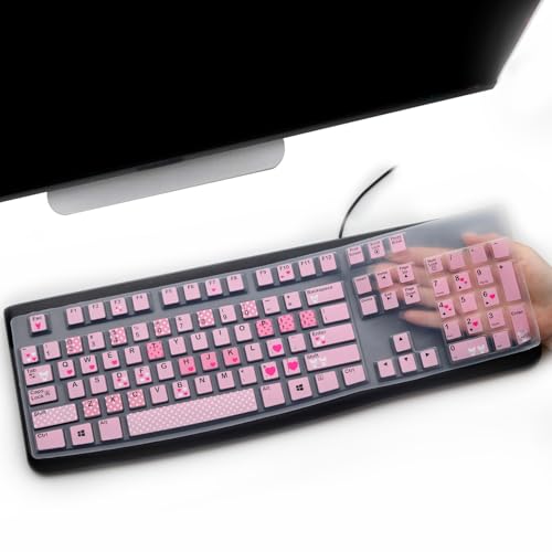Keyboard Cover for Logitech K120 & MK120 Ergonomic Desktop USB Keyboard, Logitech K120 & MK120 US Layout Waterproof Anti-Dust Keyboard Skin-Lovly - color: Lovly
