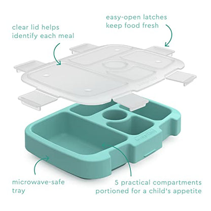 Bentgo® Kids Tray with Transparent Cover - Reusable, BPA-Free, 5-Compartment Meal Prep Container with Built-In Portion Control for Healthy, At-Home Meals & On-the-Go Lunches (Seafoam) - color: Seafoam