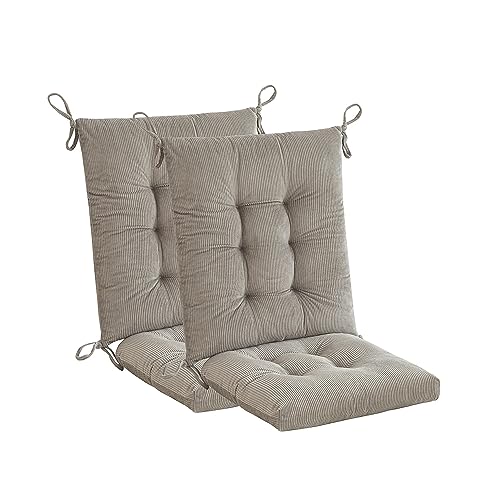 Outdoor Patio Cushion, Rocking Chair Cushion, Tufted Pads, Set of Upper and Lower with Ties Pack of 2 (2 Sets) - Back 20"×17", Seat 17"×17" (Grey) - color: Grey