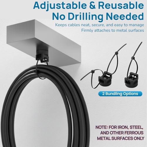 225-Pc Magnetic Cable Ties Set,Magnetic Zip Tie Mounts & Cable Ties | Magnetic Wire Holder, 25 Magnetic Cable Holders & 200 Zip Ties, Magnet Cable Tie Mounts for Cables, Wires, Cords, Hoses-22 mm - size: 22mm