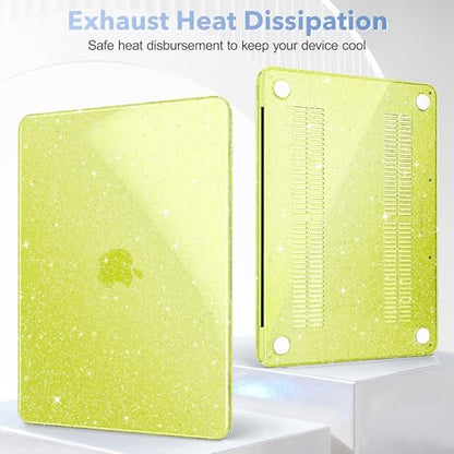 May Chen Compatible with MacBook Neo 13 inch Case 2026 Model A3404, Plastic Hard Shell,Keyboard Cover,Screen Protector,Dust Plug, for MacBook Neo 13" with A18 Pro Chip, Glitter Citrus - color: Glitter Citrus
