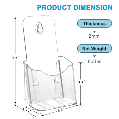 xydstay Acrylic Brochure Holder 4x9 Inches Slant Back Design, Clear Display Stand, Plastic Table Stand Sign Holder,Pamphlet Holder Flyer Holder,Display Stand,Table Signs Plastic Paper Holder for Office, Home, Store, 2 Pack