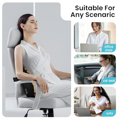 A-Pce Adjustable Lumbar Support Pillow,Improve Lower Back PainRelief & Sitting Posture, Adjustable Slider, Ergonomic Memory Foam Back Cushion for Long Sitting for Office Chair/Car/Plane-Black