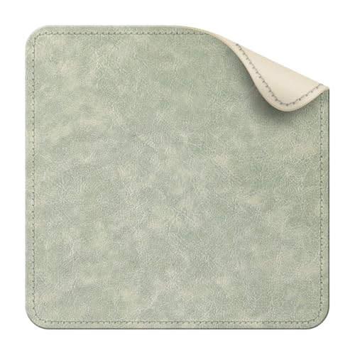 Imitation Crazy Horse Leather Desk Mat - Waterproof Desk Pad - Ideal for Large Mouse Pad and Desk Mats on Top of Desks (Light Green+White, 11"*8") - color: Light Green+white, size: 11" x 8"