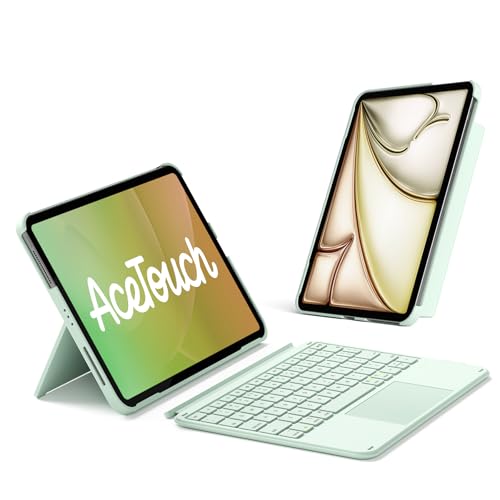 Inateck for iPad (A16) 11th/10th Gen 450g Ultralight Keyboard Case, Air 11" 2026 M4 /M3/M2, Air 5/4th, Pro 11 4/3/2/1th,1 Second Magnetic Detachable Keyboard with Touchpad, AceTouch, Green - color: Green