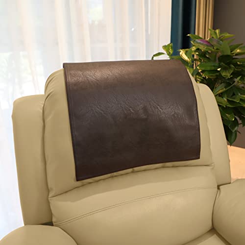 Non Slip Headrest Cover for Furniture Slipcovers,Faux Leather Headrest Protector for Recline Chair Vinyl Head Protector for Sofa,Theater Seat Cover for Home & Office 17x27 in, Chocolate - color: Chocolate