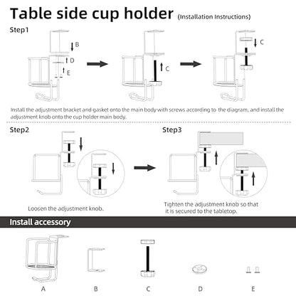 CABTE 2 in 1 Desk Cup Holder with Headphone Hanger Holder, Anti-Spill Clip-On Table Cup Hook with 360° Rotation for Lawn Chair, Office Home Gaming Table (1 Pack) - color: 1 PACK