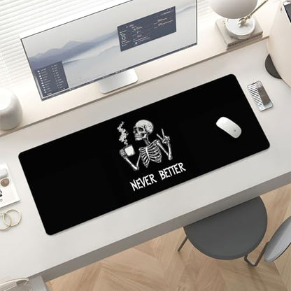 Mousepad Desk Mat Gaming Large Keyboard Cute Office Desktop Computer Laptop XXL Long Big Kawaii Aesthetic Girly Pretty Design Women Girl Gamer Oversized Wide 30x12'' Mousepad, Skeleton Coffee - color: Skeleton Coffee