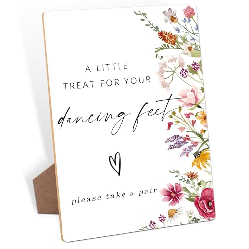 A Little Treat for Your Dancing Feet Sign, Wedding Signs for Ceremony and Reception, Floral Bridal Shower Decoration, Wooden Wedding Signage, Bridal Shower Decor, Engagement Anniversary Supplies, 14 - color: A Little Treat for Your Dancing Feet Sign, 14