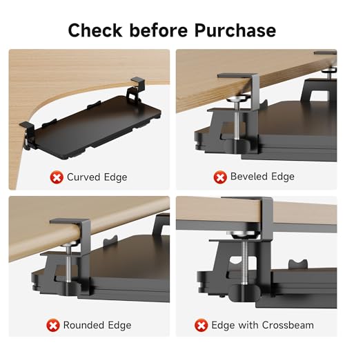 XINLEI Keyboard Tray Under Desk with Storage Drawer Large C-Clamp 26.7”(31” Including Clamps) x 11.8” Slide-Out Platform Computer Drawer Pull Out Keyboard & Mouse Tray DSF7CT - style: with Drawer