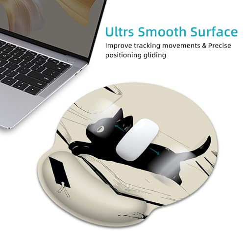 Ergonomic Mouse Pad with Wrist Support,Kawaii Anime Black Cat Mouse Pad with Wrist Rest,Relieve Wrist Pain Mousepad Non-Slip Rubber Base,Mouse Pads for Desk,Computers,Laptop,Office,Home,Accessories - color: Kawaii Anime Black Cat