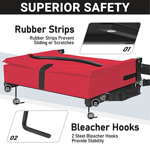 Sheenive Red Stadium Seats for Bleachers with Back Support, Padded Soft Comfy Backs and Cushion, Extremely Large and Portable - color: Red