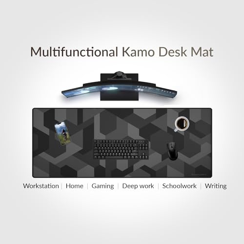 Das Keyboard Large Gaming Mouse Pad Desk Mat with Stitched Edge - Non Slip Base - Waterproof - Premium Cloth Mousepad for Home Work Gaming - Cyber Shadow Camo - color: Cyber Shadow Camo