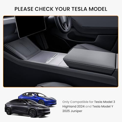 BANKKY 2PCS Center Console Organizer for Tesla Model 3 Highland 2024-2026 & Model Y Juniper 2025-2026, White Armrest Storage Tray with Anti-Slip Liner, ABS Tesla Accessories - size: 2PCS (24-26) Model3 White