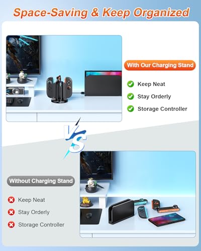 FYOUNG Charging Station for Nintendo Switch 2 Controller(2025), Charger Dock for Joycon 2 with Charging Indicator, Compact Vertical Charge 4 Controller Stand for Switch 2 Accessories
