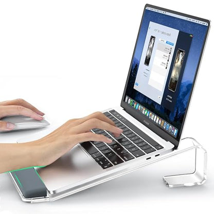 LOXP Acrylic Laptop Stand for Desk, Laptop Stand with Wrist Support, Ergonomic Detachable Laptop Riser, Acrylic Protable, Computer Stand for MacBook Air Pro, HP, Dell, XPS, HP (10-17") Laptops - color: Acrylic Clear