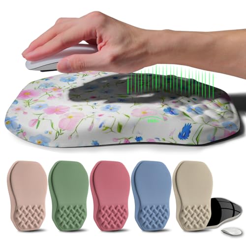 Ergonomic Raised Mouse Pad Wrist Support with Bilateral Slope Memory Foam Mousepad for Wrist Rest and Carpal Tunnel Pain Relief 11.8x7.9〃 Little Flower - color: Little Flower