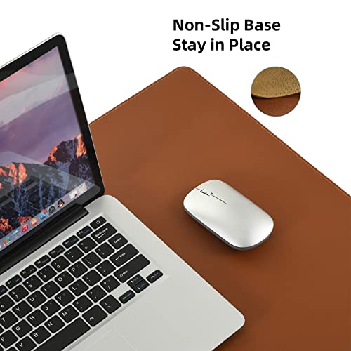 Desk Pad Blotter,Wolaile 36x17 in Large PU Leather Mouse Pad,Waterproof Non-Slip Writing Desktop Protector Mat,Office Desk Accessory,Brown - color: Brown