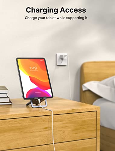 JSAUX Universal Tablet Stand, Portable Foldable Tablet Holder for Desk Compatible with iPad mini/Air, Samsung Galaxy Tab, Kindle Fire, Steam Deck, Switch 2, ROG Ally, iPhone and Other Tablets-Gray - color: Gray
