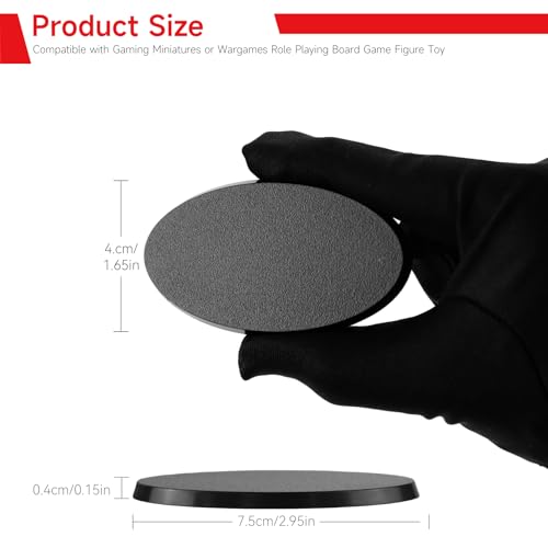 SIXPOINTS 32 Pieces Acrylic Miniature Bases,2.95x1.65 inch Model Bases 4mm/0.16inch Thick Circular Figure Display Stands Compatible with Gaming Miniatures or Wargames Role Playing Board Game Figure Toy - color: 32PCS-75X42mm-black elliptic