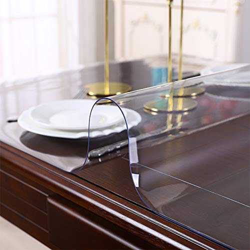 12x26 Inch Clear PVC Table Cover Protector Crystal Vinyl Table Pad 1.5mm Thick Heat Resistant Plastic Desk Mats on Top of Desk Waterproof Mat for Writing Laptop Pad Dresser Non-slip Easy Clean - color: Clear Rectangle 1.5mm, size: 12"x26"