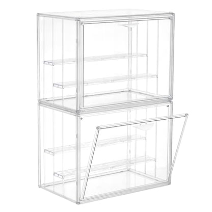 LXLXXL Acrylic Display Case for Collectibles 3 Layer Adjustable Figure Display Cases with Magnetic Door Clear Stackable Display Box for Figures Showcase 2Pack - size: XLarge 2 Pack